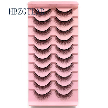 NEW 10pairs 100% Real Fake Mink Eyelashes 3D Natural False Eyelashes 3d Mink Lashes Soft Eyelash Extension Makeup Kit Cilios h13