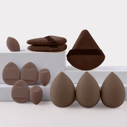 12Pieces Portable Makeup Sponge Set Portable Foundation Cosmetic Puff for Face Concealer Mixing Beauty Sponge Liquid Cream Power