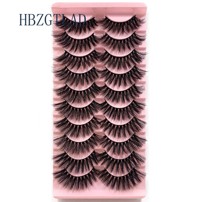 NEW 10pairs 100% Real Fake Mink Eyelashes 3D Natural False Eyelashes 3d Mink Lashes Soft Eyelash Extension Makeup Kit Cilios h13