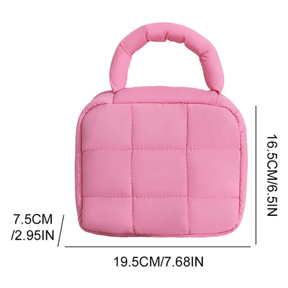 Cosmetic Bag Puffy Travel Toiletry Pouch Checkered Zipper Bag Women Quilted Makeup Bag Makeup Organizer Bag for Woemn Girl