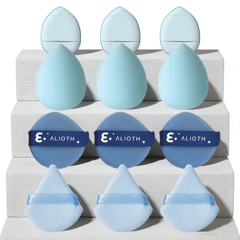 12Pieces Portable Makeup Sponge Set Portable Foundation Cosmetic Puff for Face Concealer Mixing Beauty Sponge Liquid Cream Power