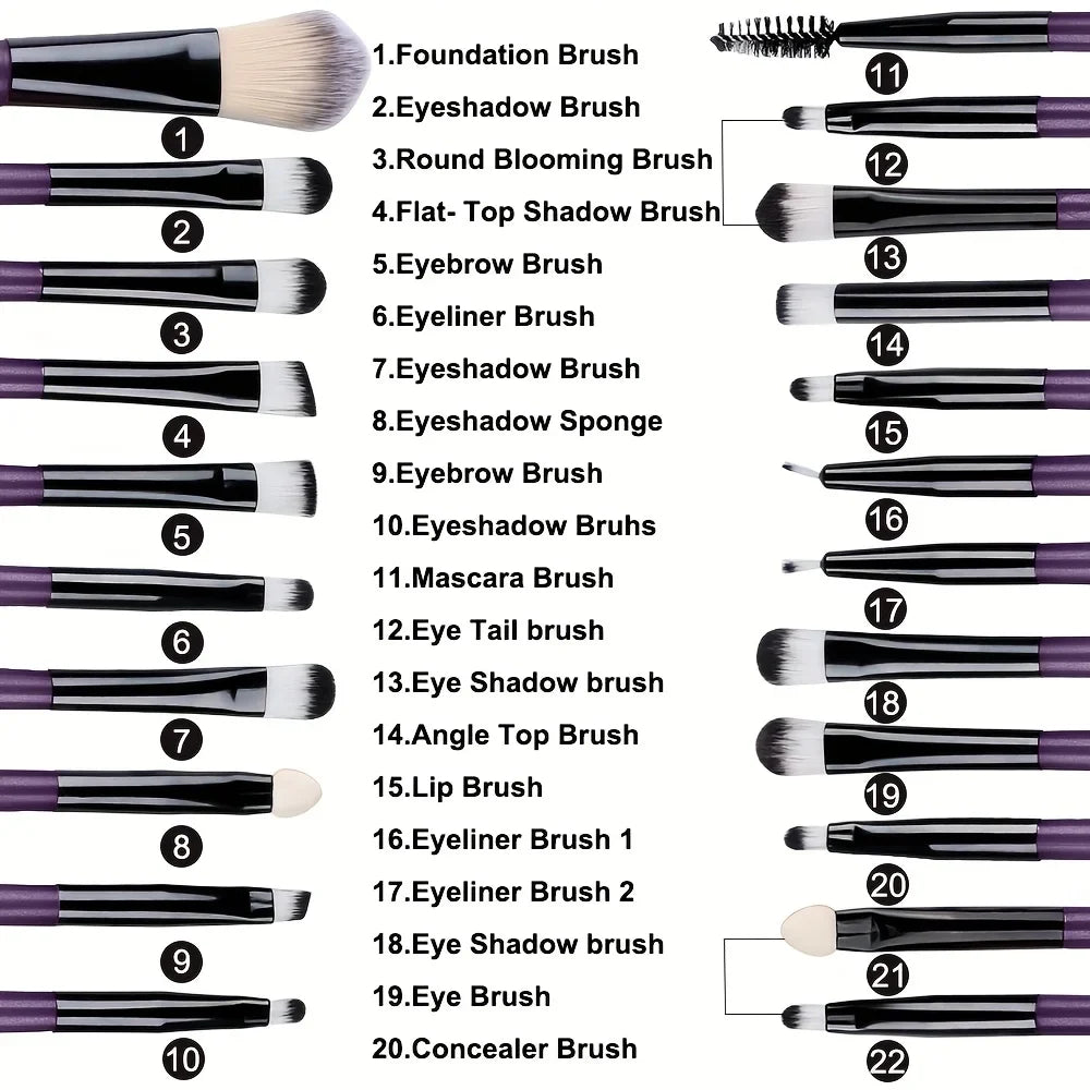 20pcs Eye Makeup Brush Set Portable Soft Makeup Brushes Beauty Tools Foundation Eyeshadow Eyeliner Brush Multi-function Beginner