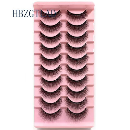 NEW 10pairs 100% Real Fake Mink Eyelashes 3D Natural False Eyelashes 3d Mink Lashes Soft Eyelash Extension Makeup Kit Cilios h13