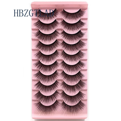 NEW 10pairs 100% Real Fake Mink Eyelashes 3D Natural False Eyelashes 3d Mink Lashes Soft Eyelash Extension Makeup Kit Cilios h13