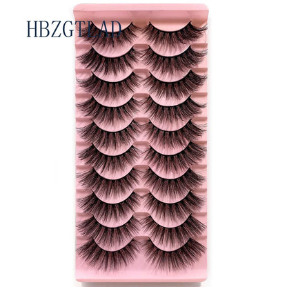 NEW 10pairs 100% Real Fake Mink Eyelashes 3D Natural False Eyelashes 3d Mink Lashes Soft Eyelash Extension Makeup Kit Cilios h13